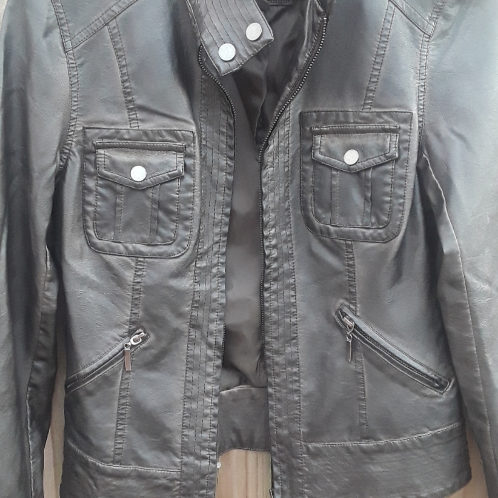Sophia Max Brown Faux Leather Jacket - Small - Picture 3 of 6